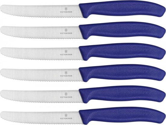 Victorinox Swiss Classic Tafelmessenset - 6-delig - Blauw - Gekarteld