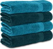Komfortec handdoeken – Set van 4 - Badhanddoek 70x140 cm - 100% Katoen – Turquoise&Petroleumblauw
