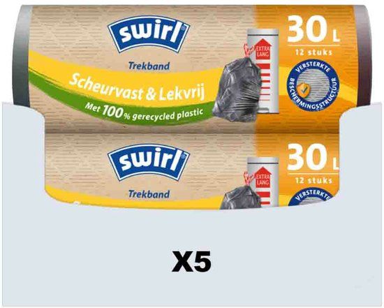 Swirl Vuilniszakken met trekband - 30 liter - 7 rollen x 12 stuks