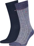 Tommy Hilfiger Chaussettes Homme Herringbone Nappy 2-Pack Bleu