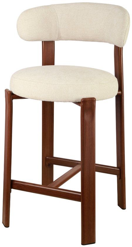 Giga Meubel DÉJA Living Barstoel Märsta - Beige/Walnoot Stof - Zithoogte 67cm - Set van 2