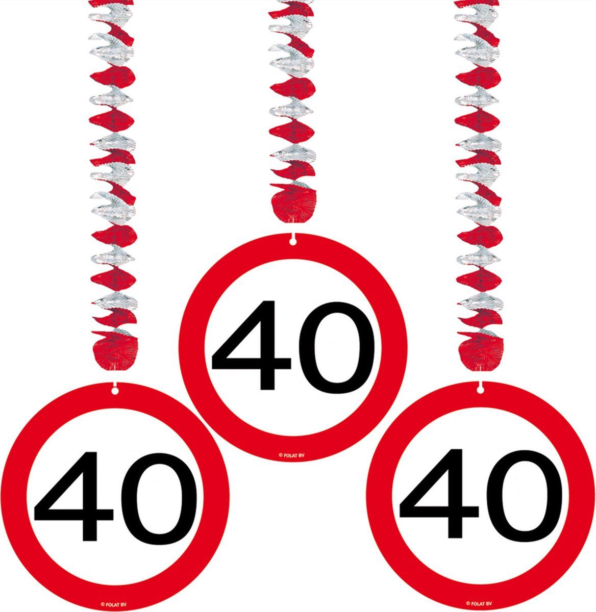 Folat Hangdecoratie - 40 Jaar - 3 stuks