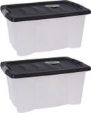 Storage Solutions Opbergdozen/organizers met deksel 2x stuks - kunststof - 13L