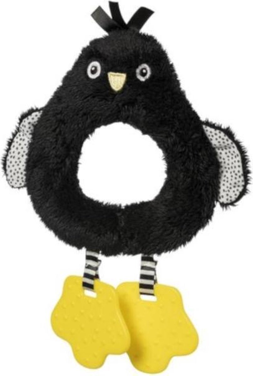 Manhattan Toy rammelaar Pinguïn junior polyester zwart/geel
