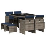 vidaXL 9-delige tuinset met kussens, grijs, polyrotan