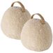 Butée de porte poids rond - 2x - aspect peau de mouton - 1 kilo - beige - polyester - 19 x 22 cm