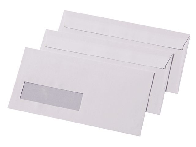 Quantore 500 Zelfklevende enveloppen met venster links EA 56 110 x 220 mm