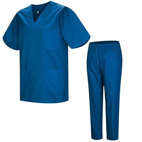 MISEMIYA - Doos met 25 sets - gezondheidsuniformen, uniseks, medische uniformen, blauw, XL