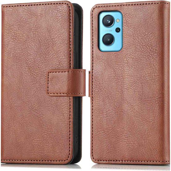 iMoshion Hoesje Oppo A76 (4G) - Book Case - Bruin - Met Pasjeshouder