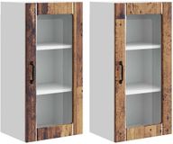 vidaXL Wandglas Kast PORTO 2 stuks Oudhout Bewerkt hout