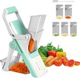 Hachoir multifonctionnel avec protection des mains, trancheuse à fruits avec 5 lames et râpe, hachoir à oignons avec brosse de nettoyage