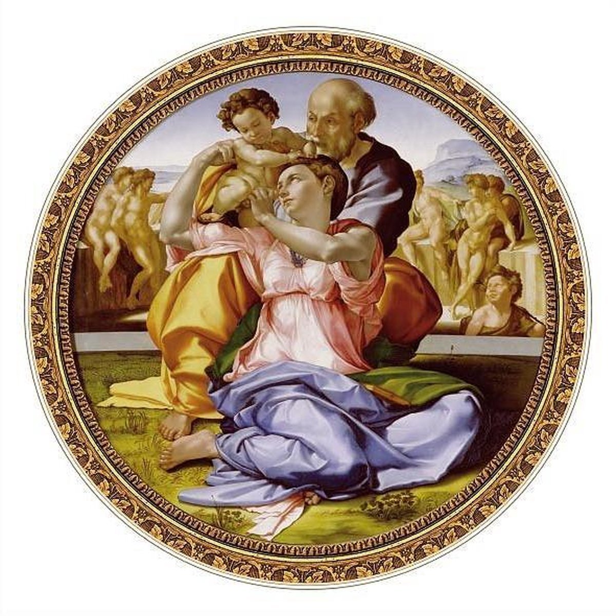 dtoys Ronde puzzel Michelangelo - De heilige familie (525 stukjes, kunst vormpuzzel)