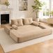MODFU fauteuil relax avec coussin de dossier, poches latérales et porte-gobelets, canapé 2 places en velours côtelé, canapé modulaire avec accoudoirs amovibles, adapté comme canapé-lit, couleur : kaki