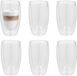 Gerimport Verres à thé Luz - 6x - double paroi - verre - 450 ml - D9 x H15 cm