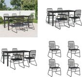 vidaXL 5-delige Tuinset PVC-rattan Zwart