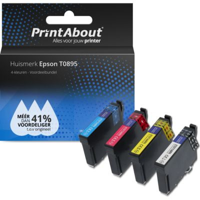 PrintAbout Huismerk Epson T0895 Inktcartridge 4-kleuren Voordeelbundel