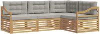 vidaXL - Buiten - bank - set - 4 - st - Wit - en - Lichtgrijs - Polyester