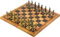 Jeu d'échecs médiéval, 6 cm – Figurines en métal, 1360 grammes, design italien avec un échiquier en cuir écologique