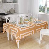 Bonamaison Tafelkleed, Anti-Mold, Sneldrogend, Waterdicht, 100% Polyester Tafellaken, Oranje, gebroken wit, 140 x 160 Cm - Ontworpen en Vervaardigd in Turkije