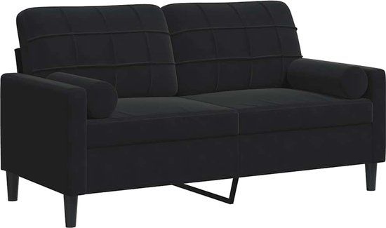 vidaXL Tweezitsbank met sierkussens 140 cm fluweel zwart