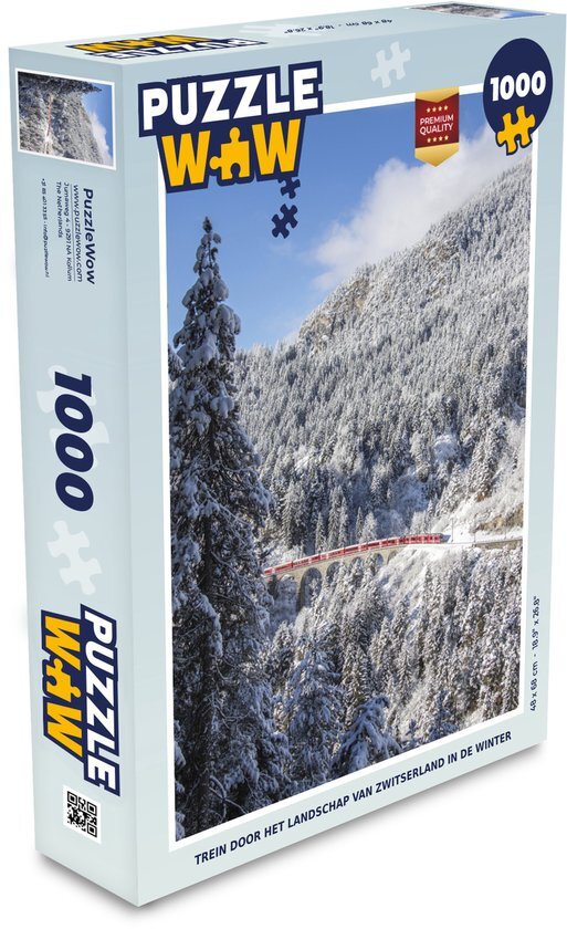 MuchoWow Puzzel Trein door het landschap van Zwitserland in de winter - Legpuzzel - Puzzel 1000 stukjes volwassenen