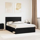 vidaXL Bedframe met opslag Zwart Massief grenenhout 150 x 200 cm