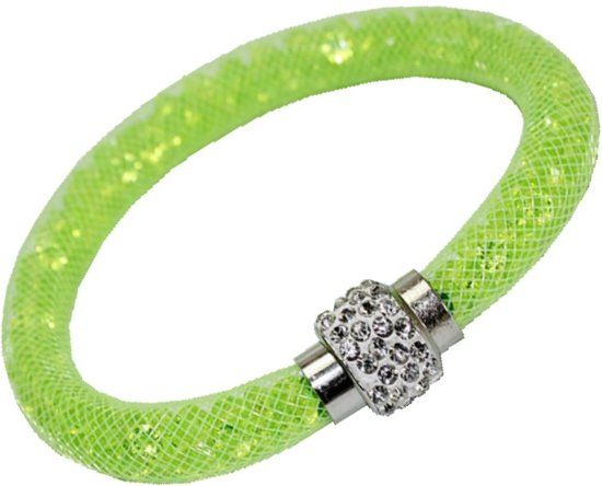 Fako Bijoux Armband Sterrenstof Disco Dots Lichtgroen