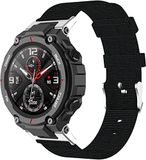 Strap-it canvas nylon bandje - zwart - Geschikt voor Amazfit T-Rex (Pro)