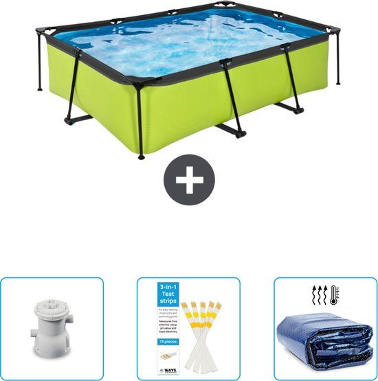 EXIT Rechthoekig Lime Frame Zwembad - 220 x 150 x 65 cm - Groen