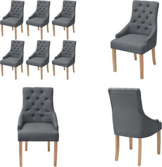 vidaXL Eetkamerstoelen 6 stuks stof donkergrijs