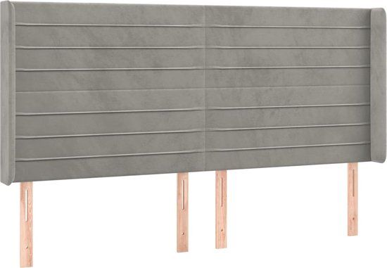 VidaXL Hoofdeind & Voeteind Licht Grijs 183x16x118/128 cm Polyester/Hout