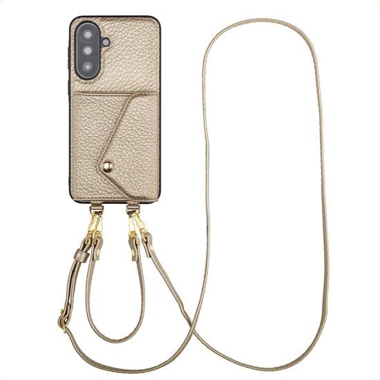Selencia Sera Telefoonhoes met Koord en Envelop Pashouder voor de Samsung Galaxy A37 (5G) - Champagne