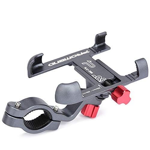 PROMEND Motutech fietshouder van metaal, voor motorfiets, stuur, 360 graden draaibaar (op stuur 25-31,8 mm, titanium)