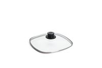Woll Deksel van veiligheidsglas, vierkant, 26 x 26 cm, dekselknop met permanente ontluchting, roestvrij stalen rand, transparant, ovenvast tot 250°