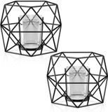 OEM Gvolatee 2-pack theelichthouders van metaal, zwart