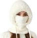 3-in-1 gebreide damesmuts met warme hals en gezichtsbescherming, wit