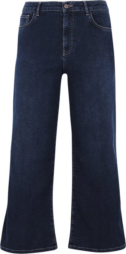 YOEK Dames Jeans Wide Fit Dark Blue Denim