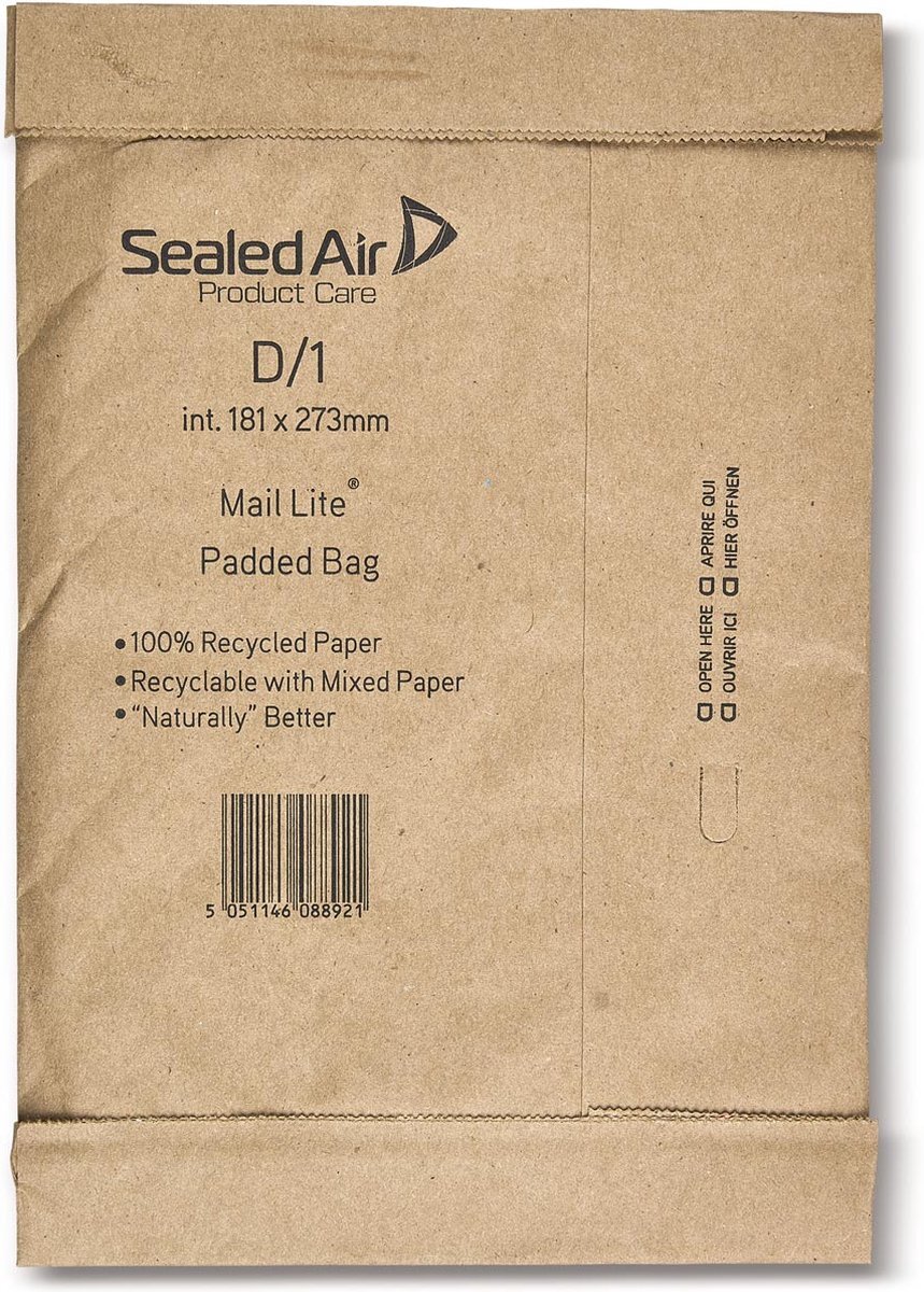 Mail lite Mail Lite® Padded Enveloppen D/1, 181 x 273 mm, Goud (doos 100 stuks)