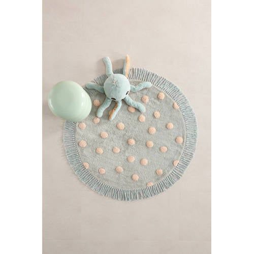 NOUS Kids kindervloerkleed Dots (Ø110 cm) Blauw Stip