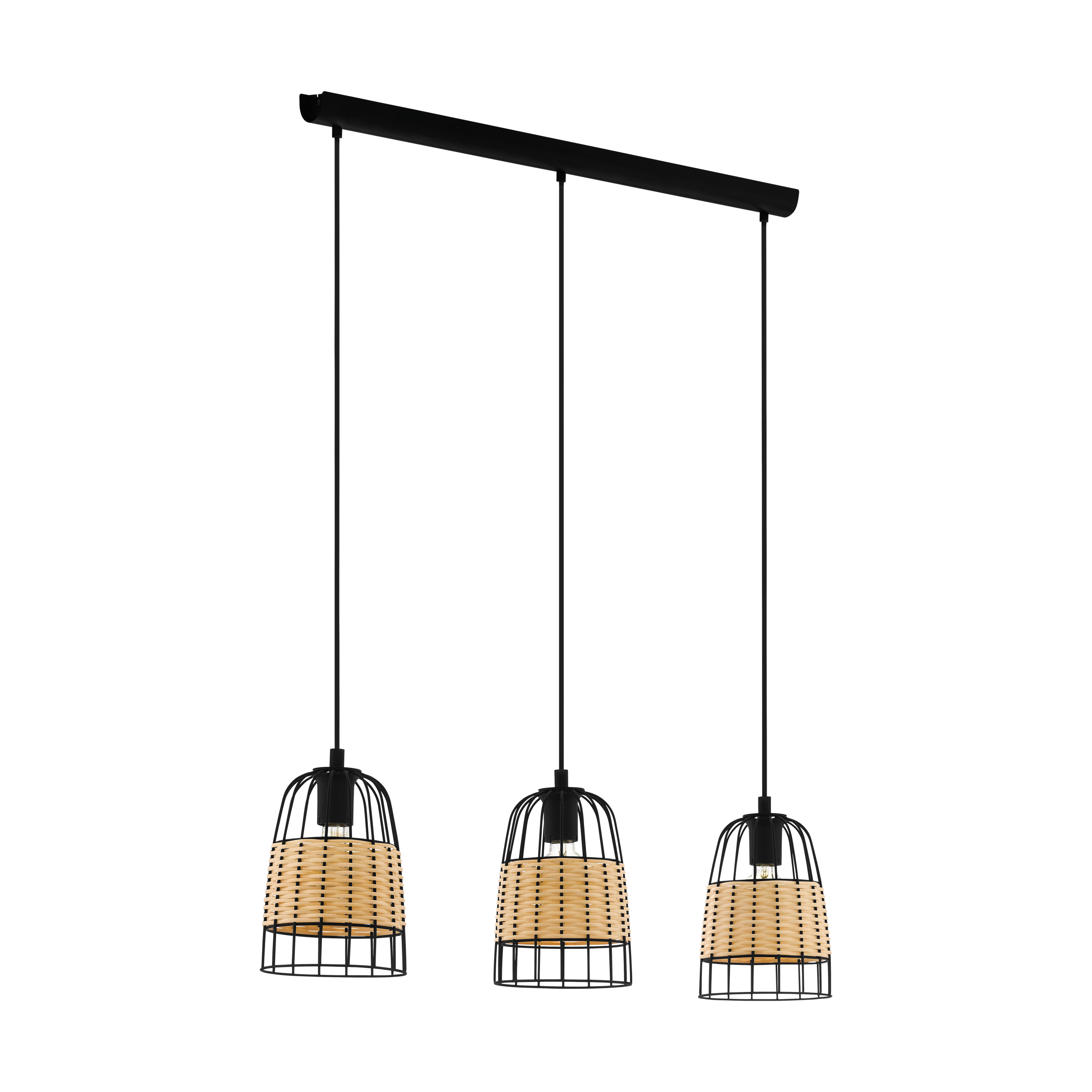 EGLO Anwick Hanglamp - Zwart - Rotan - 110cm