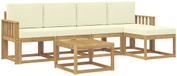 vidaXL Lounge set 5 zitplaatsen Wit en crèmekleurig Acacia hout