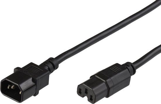 Microconnect 1.5m, C14 - C15 electriciteitssnoer Zwart