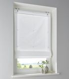 Merkloos Vouwgordijn - 100% katoen - montage zonder boren - 1 stuk - wit - 100 x 140 cm