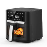 OKYUK Heteluchtfriteuse, 6 liter, airfryer XL, 1200 W, friteuse zonder olie, met metalen binnenruimte, heteluchtfriteuse, Air Fryer, 8 programma's, digitaal led-display, timer, gebruiksvriendelijk, 80