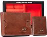 Peterson Ensemble Cadeau - Portefeuille et Porte-cartes pour homme - Cuir véritable - Protection RFID - Porte-clés inclus - Noir