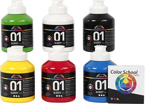 Acolor Acrylverf - Colour School primaire kleuren 01 - glossy 6x500 ml