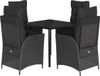 vidaXL Ensemble de jardin 5 pièces avec coussins, noir, en polyrotin