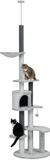 PawHut Kratzbaum Deckenhoch, Katzenbaum, 225-255 cm Katzenkratzbaum mit Katzenhöhle, Kratzstämmen, Korb, Spielball, Katzenmöbel mit Kippschutz, Grau