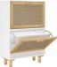 vidaXL Schoenenkast 52x25x80 cm bewerkt hout en natuurlijk rattan wit