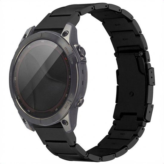 Accezz Mat Titanium bandje - Garmin 22 mm aansluiting - Zwart